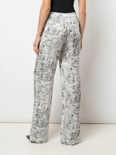 Shop Off-white Sketch Print Straight-leg Trousers In White