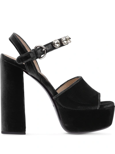 Miu Miu Crystal-embellished 130mm Sandals In Black