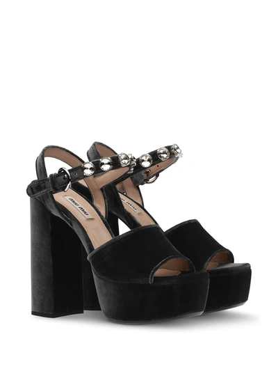 Miu Miu Crystal-embellished 130mm Sandals In Black