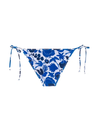 Shop La Doublej Printed Triangle Bikini Top In Blue