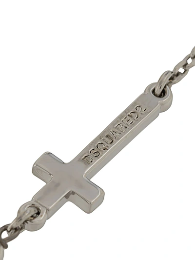 Shop Dsquared2 Cross Logo Bracelet In Silver