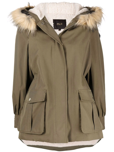Maje Womens Bruns Garka Faux-fur Trimmed Cotton-blend Parka Jacket 6 In  Khaki | ModeSens