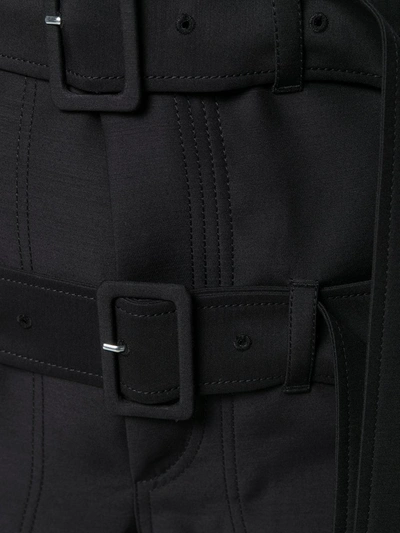 Shop Lanvin Double Belt Cropped Trousers In Black