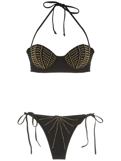 Shop Amir Slama Beaded Bikini Set In Black