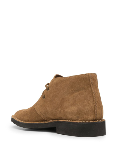 Polo Ralph Lauren Logo-patch Suede Ankle Boots In Braun