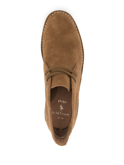 Polo Ralph Lauren Logo-patch Suede Ankle Boots In Braun