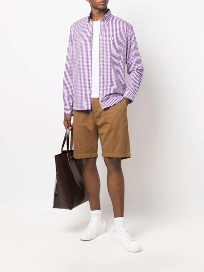 Shop Mackintosh Bloomsbury Gingham-check Button-down Shirt In Violett