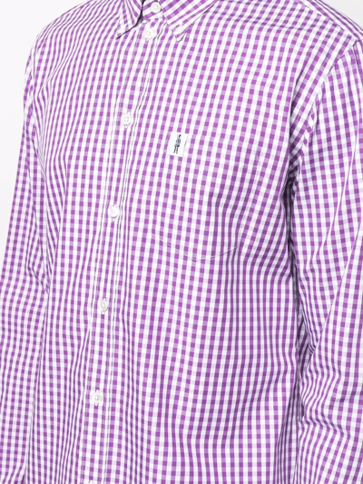 Shop Mackintosh Bloomsbury Gingham-check Button-down Shirt In Violett