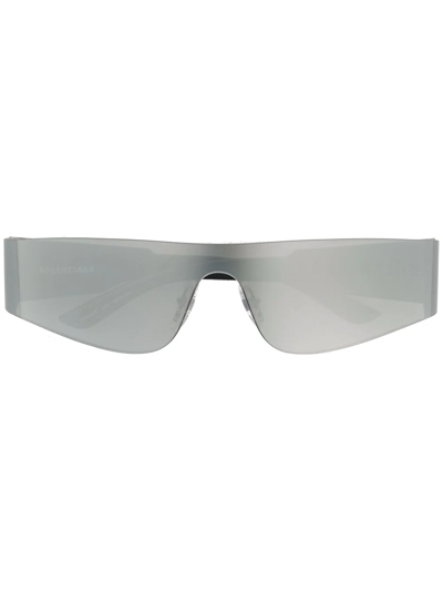 Shop Balenciaga Narrow Tinted Sunglasses In Silver