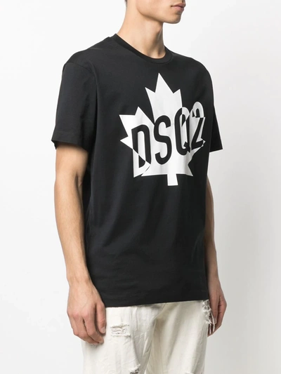 Shop Dsquared2 Canada Logo Print T-shirt In Black