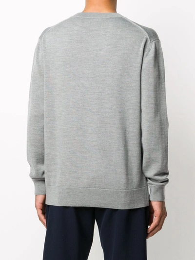 Shop Kenzo Tiger Embroidered Crew Neck Jumper In Grey