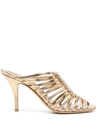 Shop Ferragamo Jessa 85mm Braided Sandals In Gold