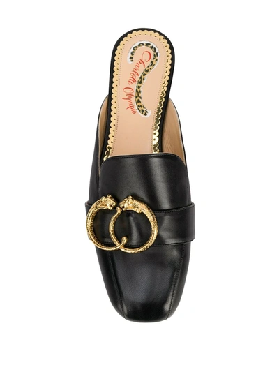 Shop Charlotte Olympia Buckle Detail Mules In Black