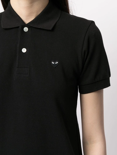 Shop Comme Des Garçons Play Logo-patch Cotton Polo Shirt In Schwarz