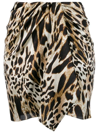 Shop Alexandre Vauthier Leopard Print Mini Skirt In Brown
