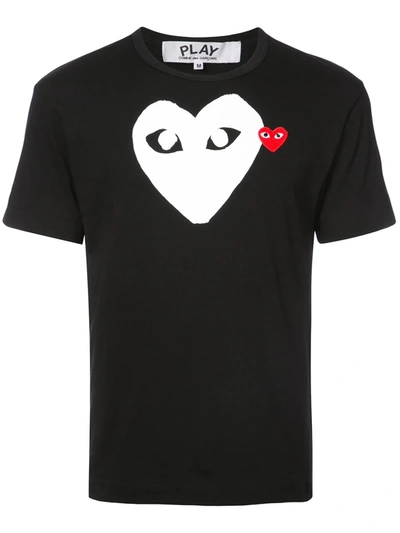 Shop Comme Des Garçons Play Logo Print T-shirt In Black