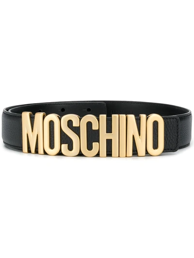 Shop Moschino Logo-plaque Belt In Black