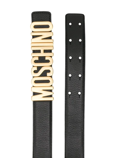 Shop Moschino Logo-plaque Belt In Black