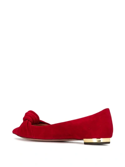 Shop Aquazzura Knot-detail Ballerina Shoes In Red