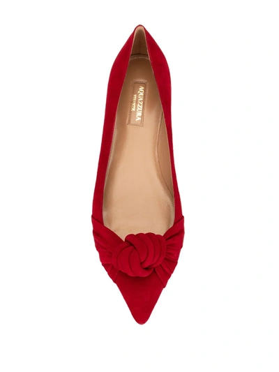 Shop Aquazzura Knot-detail Ballerina Shoes In Red