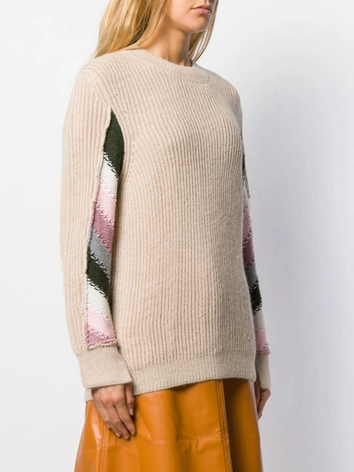 Shop Jw Anderson Striped Detail Knitted Sweater In Neutrals