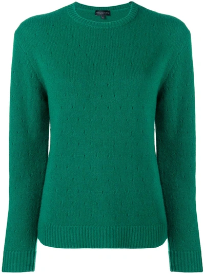 Shop Cashmere In Love Cashmere Perforated Pattern Jumper In Green