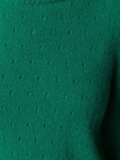 Shop Cashmere In Love Cashmere Perforated Pattern Jumper In Green