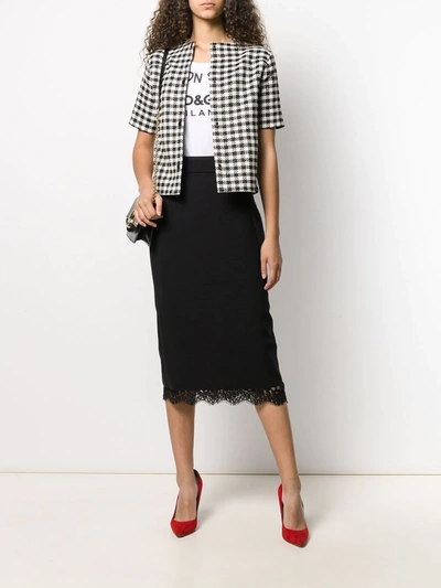 Shop Dolce & Gabbana Basket Weave Midi Skirt In Black