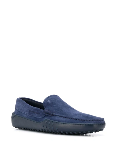 Shop Tod's Gommino Suede Loafers In Blue