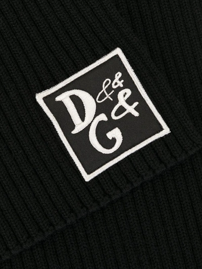 Shop Dolce & Gabbana Ribbed-knit Scarf In Black