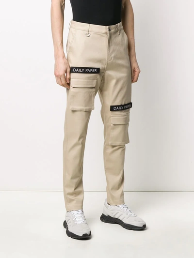 Shop Daily Paper Logo Patch Cargo Pants In Neutrals