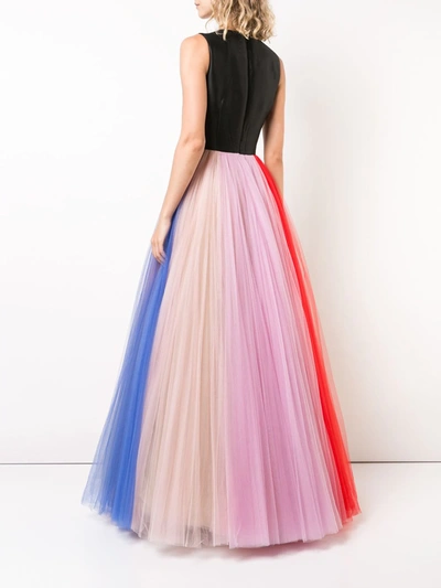 Shop Carolina Herrera Rainbow Tulle Gown In Black