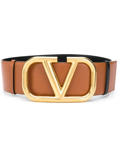 Valentino 70mm Go Logo Reversible Leather Belt In Brown