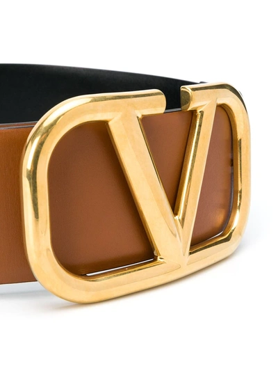 Shop Valentino Vlogo Signature 70mm Reversible Belt In Brown