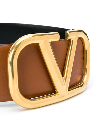 Valentino 70mm Go Logo Reversible Leather Belt In Brown