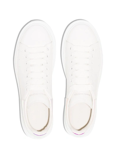 Alexander Mcqueen Iridescent-trimmed Leather Exaggerated-sole Sneakers In White