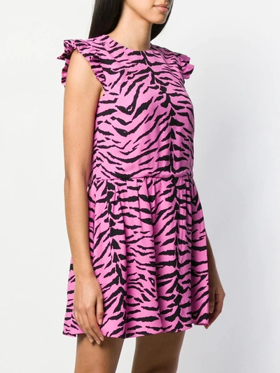 Shop Saint Laurent Zebra Print Dress In Pink