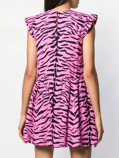 Shop Saint Laurent Zebra Print Dress In Pink