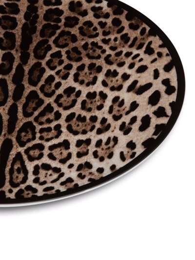 Dolce & Gabbana Set Of Two Leopard Print Dinner Plates In Weiss