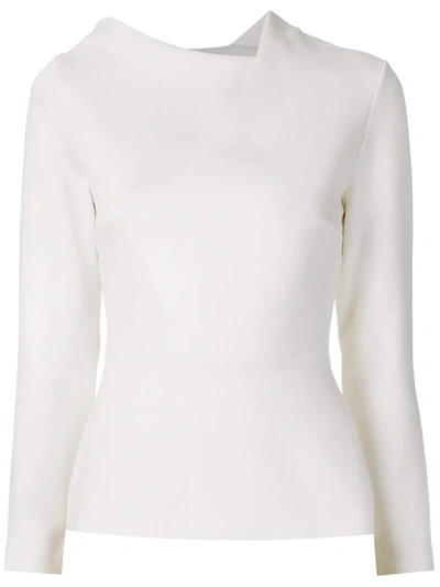 Shop Gloria Coelho Asymmetric Neck Blouse In White