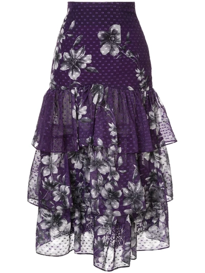 Shop Bambah Bridget Ruffle Skirt In Purple