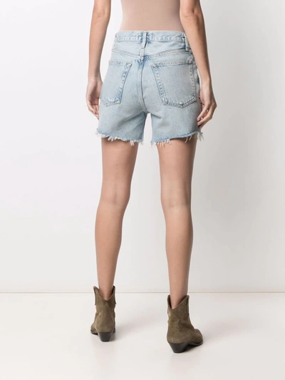 Shop Agolde Distressed Denim Shorts In Blue