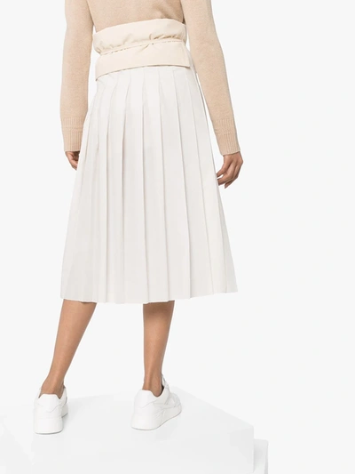 Shop Moncler Pleated Midi Skirt In White