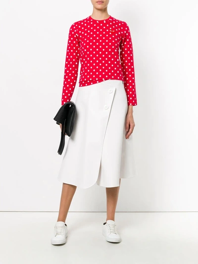 Shop Comme Des Garçons Play Polka Dot Heart Logo T-shirt In Multicolour