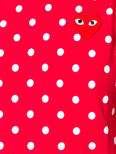 Shop Comme Des Garçons Play Polka Dot Heart Logo T-shirt In Multicolour