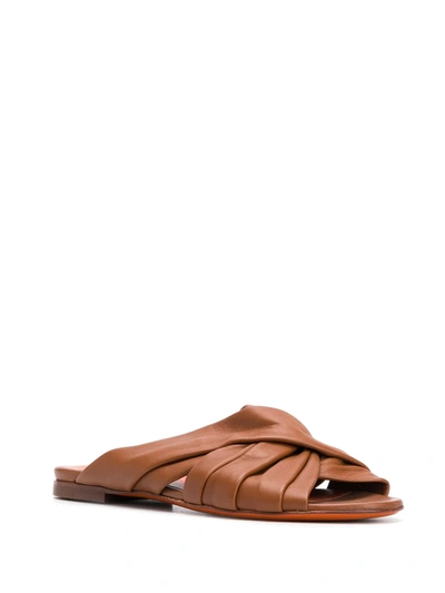 Shop Santoni Crossover Sandals In Brown