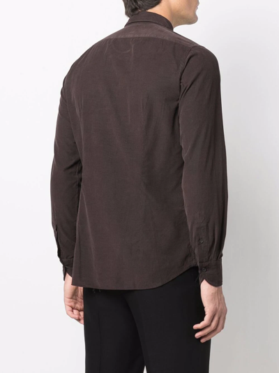 Shop Xacus Cutaway-collar Cotton Shirt In Braun