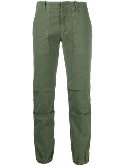 Nili Lotan Tel Aviv Cropped Stretch-cotton Twill Tapered Pants In Green