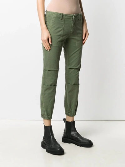Nili Lotan Tel Aviv Cropped Stretch-cotton Twill Tapered Pants In Green