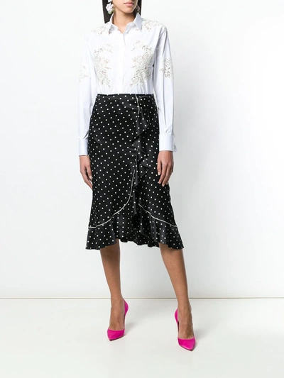 Dolce & Gabbana Long-sleeve Button-front Lace-inset Poplin Blouse In White